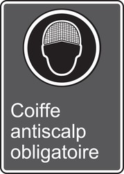 CSA Safety Sign: Coiffe Antiscalp Obligatoire