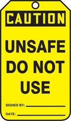 OSHA Caution Safety Tag: Unsafe - Do Not Use