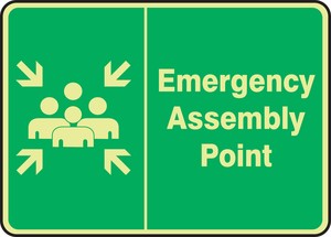 Glow-In-The-Dark Safety Sign: Emergency Assembly Point