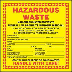 Pre-Printed Hazardous Waste Label