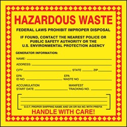 Pre-Printed Hazardous Waste Label