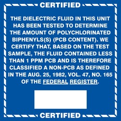 Safety Label: Certified PCB Content