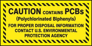 PCB Label: Caution - Contains PCBs - Contact EPA