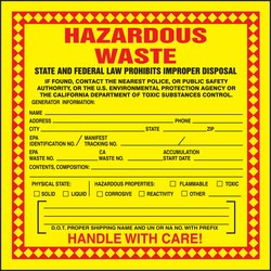 Pre-Printed Hazardous Waste Label
