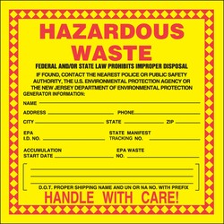 Pre-Printed Hazardous Waste Label