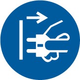 ISO Mandatory Safety Sign: Disconnect Mains Plug From Electrical Outlet (2011)