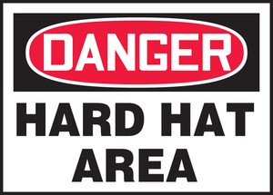 OSHA Danger Corrugated Light-Duty Plastic Sign: Hard Hat Area