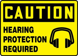 Contractor Preferred OSHA Caution Safety Sign: Hearing Protection Required (with image)