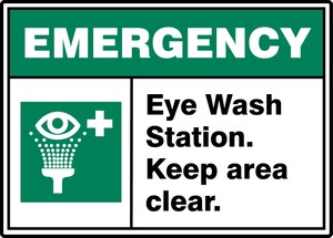 ANSI ISO Emergency Safety Sign: Eye Wash Station - Keep Area Clear.