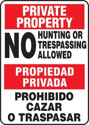 Bilingual Private Property Safety Sign: No Hunting Or Trespassing Allowed