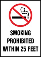 Smoking Control Sign: Smoking Prohibited Within 25 Feet