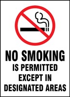 Smoking Control Sign: No Smoking Is Permitted Except In Designated Areas