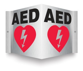 Brushed Aluminum 3D Projection™ Signs: AED