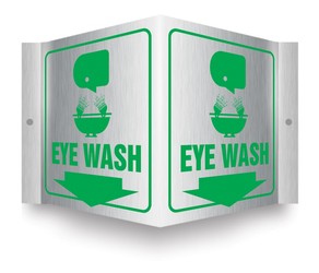 Brushed Aluminum 3D Projection™ Signs: Eye Wash