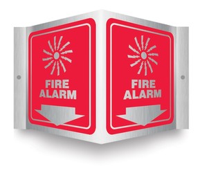 Brushed Aluminum 3D Projection™ Signs: Fire Alarm