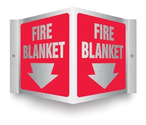 Brushed Aluminum 3D Projection™ Signs: Fire Blanket