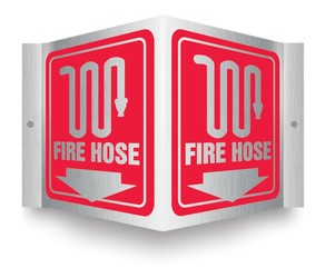Brushed Aluminum 3D Projection™ Signs: Fire Hose