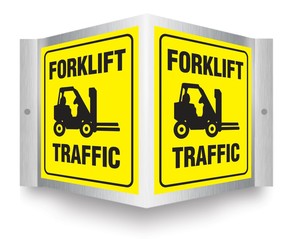 Brushed Aluminum 3D Projection™ Signs: Forklift Traffic