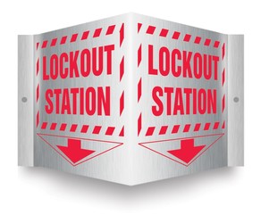 Brushed Aluminum 3D Projection™ Signs: Lockout Station