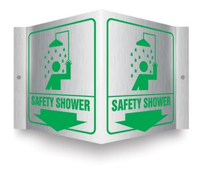 Brushed Aluminum 3D Projection™ Sign: Safety Shower