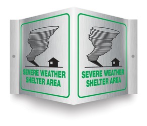 Brushed Aluminum 3D Projection™ Sign: Severe Weather Shelter Area