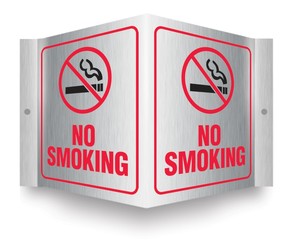 Brushed Aluminum 3D Projection™ Signs: No Smoking