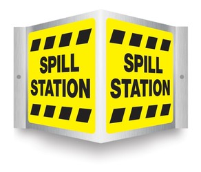 Brushed Aluminum 3D Projection™ Signs: Spill Station