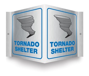Brushed Aluminum 3D Projection™ Signs: Tornado Shelter