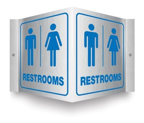 Brushed Aluminum 3D Projection™ Signs: Restrooms