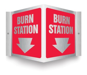 Brushed Aluminum 3D Projection™ Signs: Burn Station