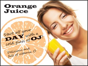 WorkHealthy™ Safety Posters: Orange Juice - Start Off Your Day With A Cold Glass Of OJ