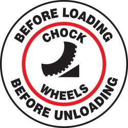 Pavement Print Sign: Before Loading - Chock Wheels - Before Unloading