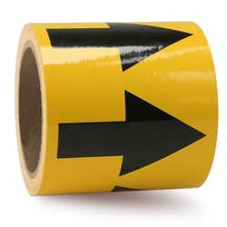 DIRECTIONAL FLOW ARROW TAPE - DIRECTIONAL FLOW ARROW TAPE | COLOR: Black/Yellow, SIZE: 4" x 108 ft
