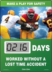 Mini Digi-Day® Electronic Scoreboards: Make A Play For Safety - _ Days Worked Without A Lost Time Accident