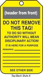 CAUTION - DO NOT USE REASON TAGGED