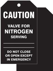 Medical Gas Safety Tag: Valve For Nitrogen Serving