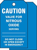 Medical Gas Tag: Valve For Nitrous Oxide