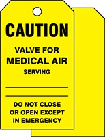 Caution Safety Tag: Valve For Medical Air
