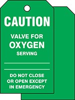 Caution Safety Tag: Valve For Oxygen