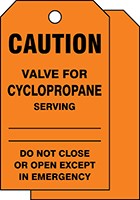 Caution Safety Tag: Valve For Cyclopropane