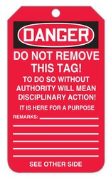 OSHA Danger QuickTags™: Do Not Operate (Red)
