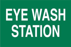 Eye Wash Station, white letters on green