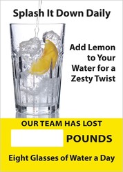 WorkHealthy™ Digi-Day® Magnetic Faces: Splash It Down Daily - Add Lemon To Your Water For A Zesty Twist - Our Team Has Lost _ Pounds