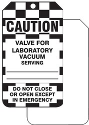 Caution Safety Tag: Valve For Laboratory Vacuum