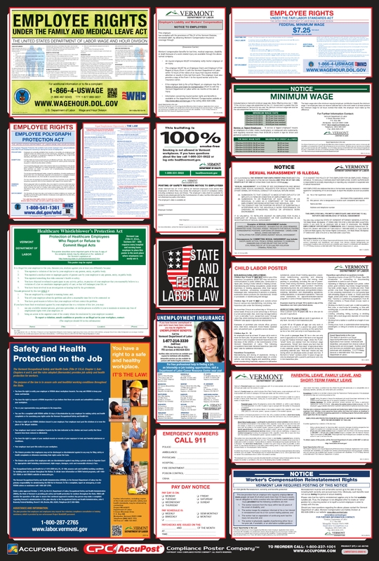 LABOR LAW POSTERS - FEDERAL-STATE LABOR LAW POSTER | STATE: Vermont