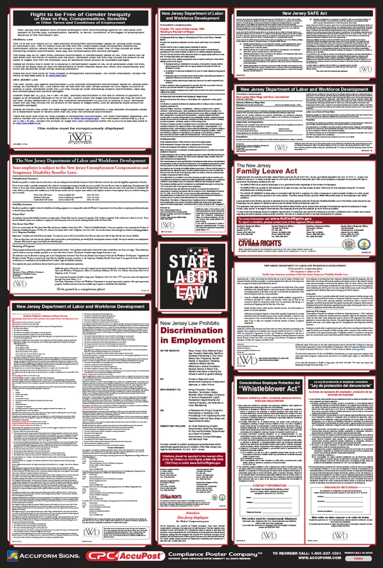 LABOR LAW POSTERS - FEDERAL-STATE LABOR LAW POSTER | STATE: New Jersey