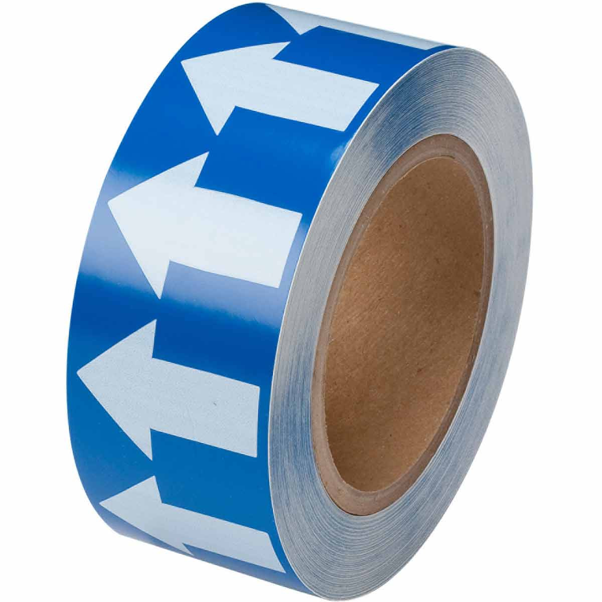 Pipe marker tape, blue w/ white arrows
