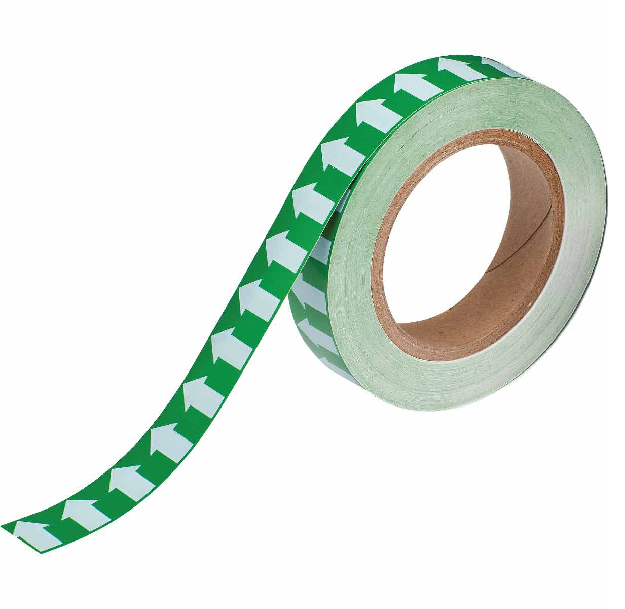 Pipe marker tape, green w/ white arrows
