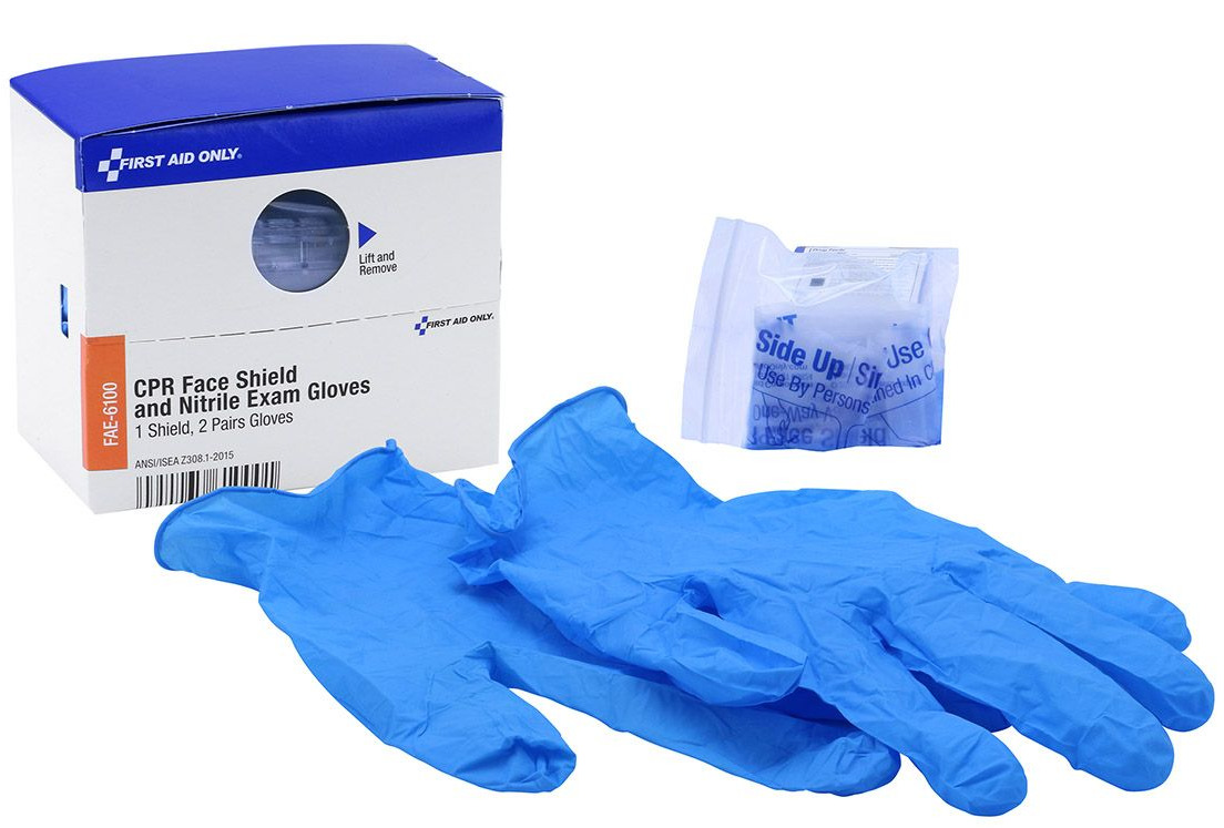 CPR faceshield w/ pair of vinyl gloves 