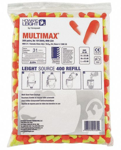 10 Zip top bags of 200 pairs of MultiMax earplugs